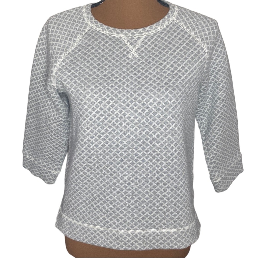 Land’s End grey quilted 3/4 sleeve sweatshirt top size XS ( size 2 - 4 )